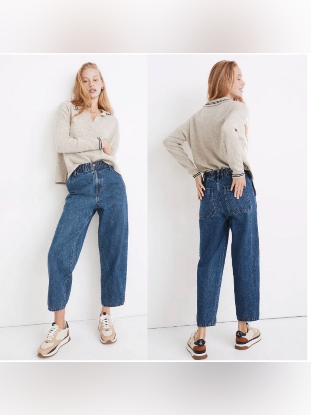 MADEWELL Pull-On Balloon Jeans in Morningside Wash Tencel Denim Size S